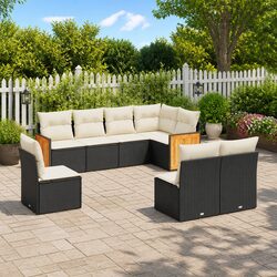 Stylish 8 Piece Rattan Garden Sofa Set with Cushions