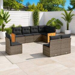 8-Piece Modular Grey Outdoor Sofa Set with Storage
