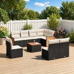 Durable 9 Piece Garden Sofa Set with Storage Cushions