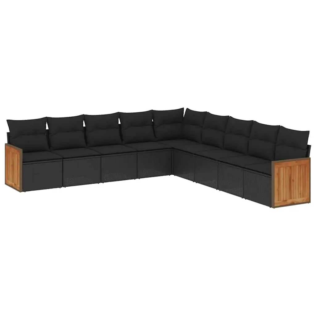 9 Piece Modular Black Garden Sofa Set for Outdoor Spaces