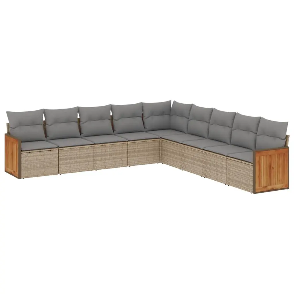 Beige 9 Piece Modular Garden Sofa Set for Outdoor Use