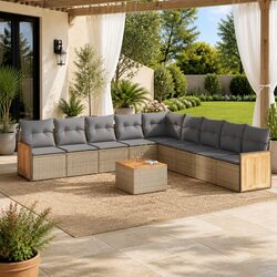 High-Quality 10 Piece Modular Garden Sofa Set in Beige