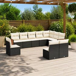 Premium Modular 10-Piece Garden Sofa Set - Black Rattan