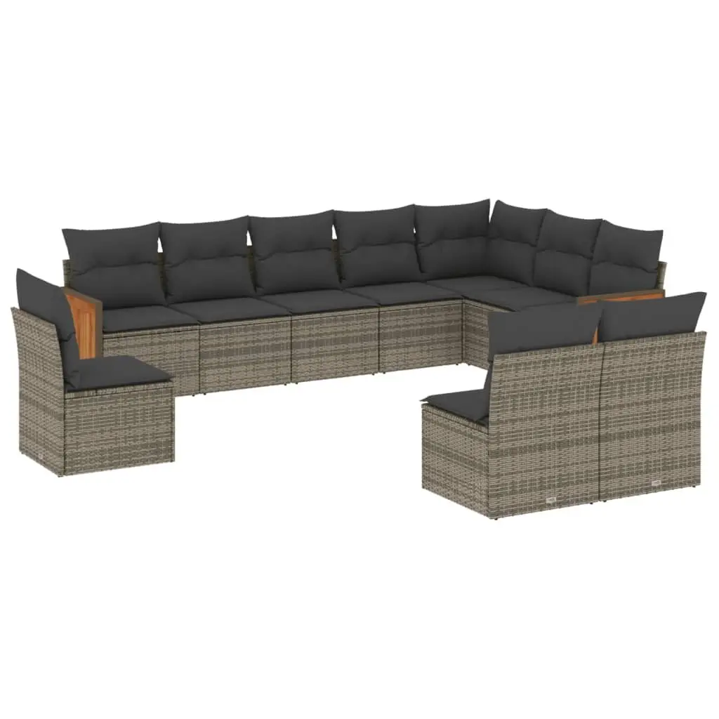 Garden Sofa Set PE Rattan 10 Piece Modular Outdoor Furniture Grey