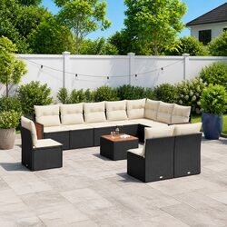 High-Quality 11 Piece Modular Garden Sofa Set in Black