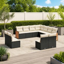 Premium 11 Piece Black Poly Rattan Garden Sofa Set
