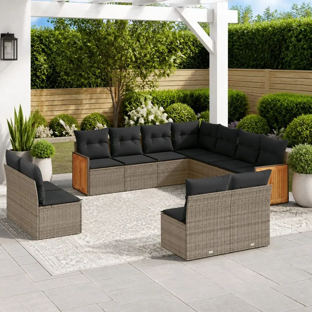 11 Piece Modular Garden Sofa Set in Grey