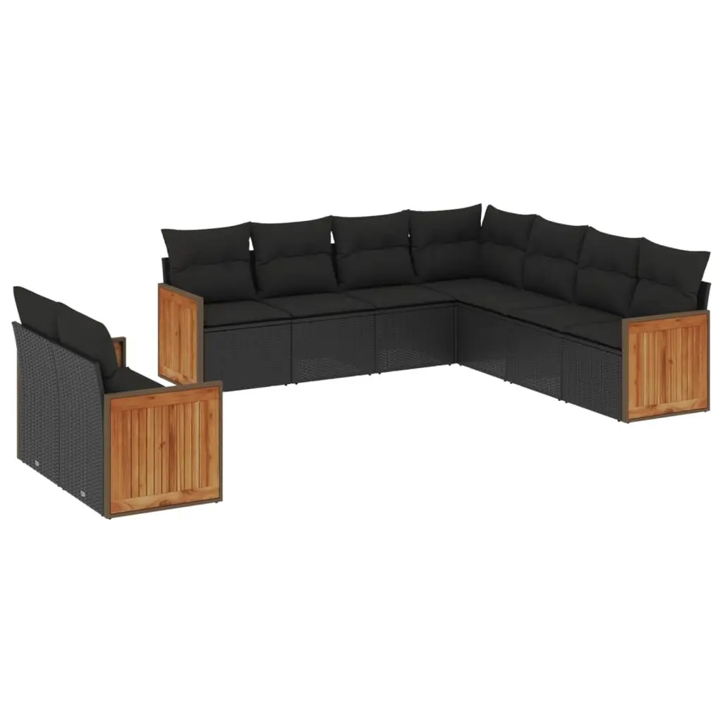 9 Piece Modular Garden Sofa Set in Black