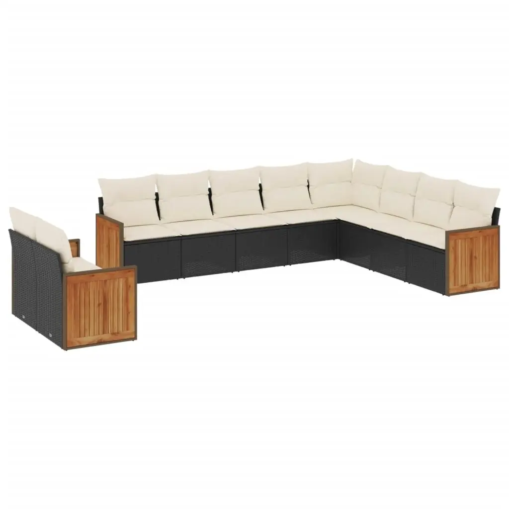 10 Piece Black Rattan Garden Sofa Set