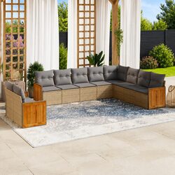 High-Quality 10 Piece Modular Garden Sofa Set in Beige