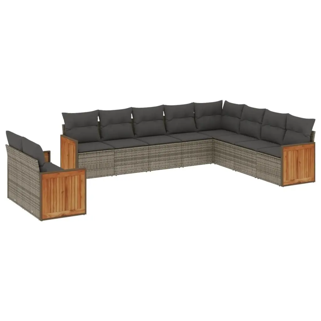 Garden Sofa Set PE Rattan 10 Piece Modular Outdoor Furniture Grey