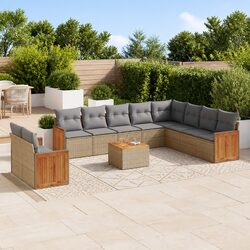 Beige Modular Garden Sofa Set 11 Piece Outdoor Furniture