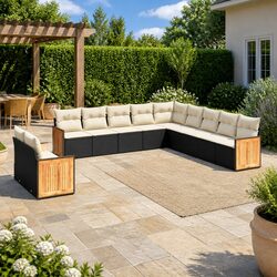 Durable 11-Piece Modular Garden Sofa Set in Black