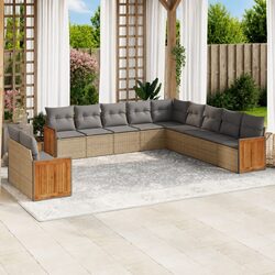 Durable 11-Piece Outdoor Garden Sofa Set in Beige