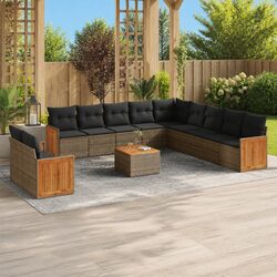 Durable Garden Sofa Set 12 Piece Outdoor Furniture Grey
