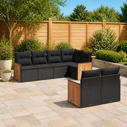 Durable 7 Piece Garden Sofa Set with Cushions