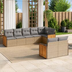 Beige 8-Piece Modular Garden Sofa Set for Outdoor Use