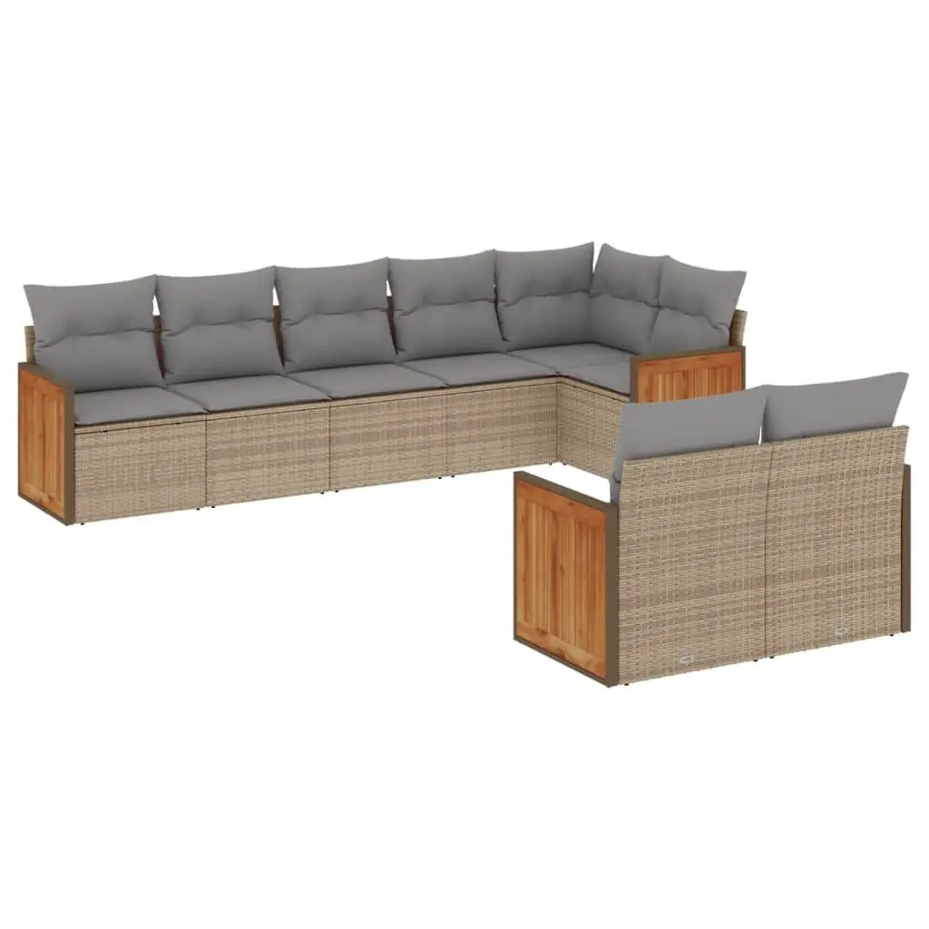 Beige 8-Piece Modular Garden Sofa Set for Outdoor Use