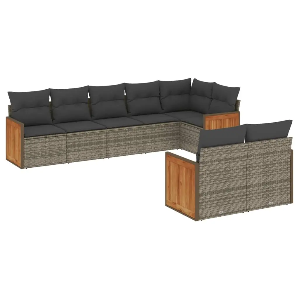 Garden Sofa Set PE Rattan 8 Piece Modular Outdoor Furniture Grey
