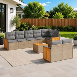 Stylish 9 Piece Modular Outdoor Garden Sofa Set