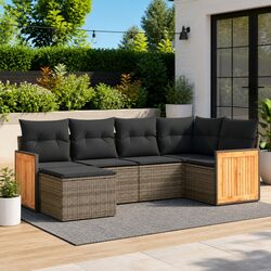 6-Piece Modular Grey Outdoor Sofa Set for Comfortable Lounging