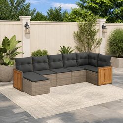 7-Piece Grey Modular Garden Sofa Set with Cushions
