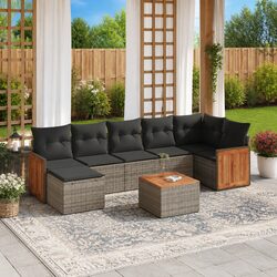 Stylish 8-Piece Garden Sofa Set in Grey Poly Rattan