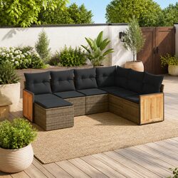 Premium 7-Piece Garden Sofa Set in Grey Rattan