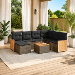 8-Piece Outdoor Garden Sofa Set in Grey Rattan