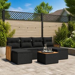 7-Piece Black Garden Sofa Set for Outdoor Relaxation