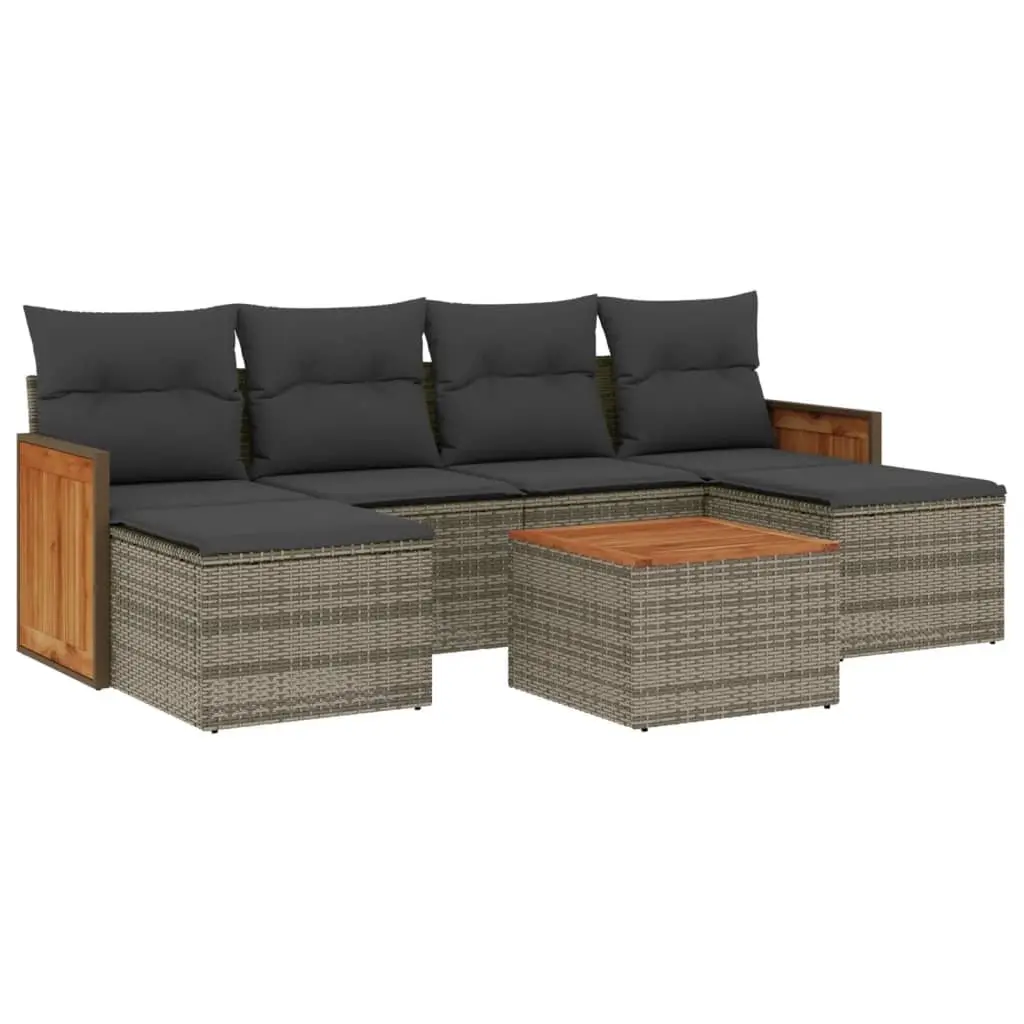 Grey Poly Rattan 7 Piece Outdoor Garden Sofa Set