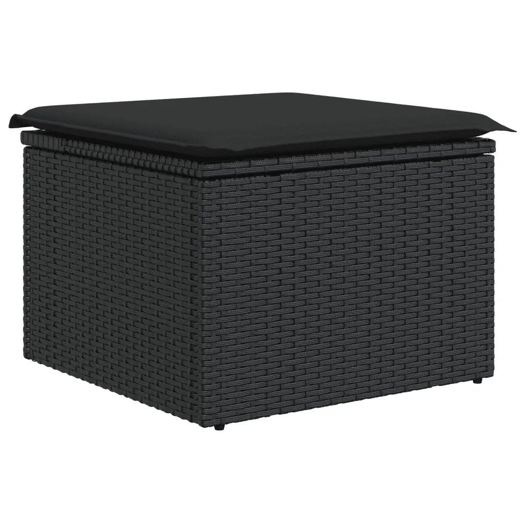 8-Piece Black Rattan Garden Sofa Set with Cushions
