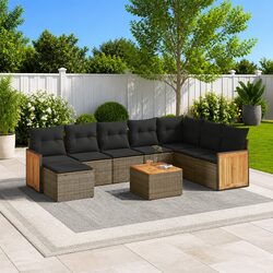 Exceptional 9 Piece Grey Garden Sofa Set with Cushions