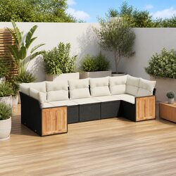 7-Piece Modular Garden Sofa Set with Cushions