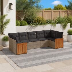 Stylish 7 Piece Grey Garden Sofa Set with Cushions