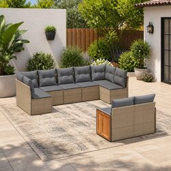9 Piece Modular Outdoor Garden Sofa Set in Beige