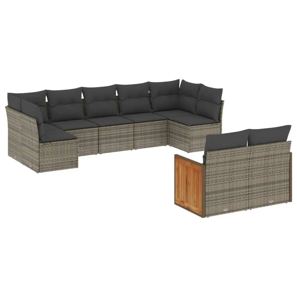 9 Piece Outdoor Garden Sofa Set with Rattan Construction