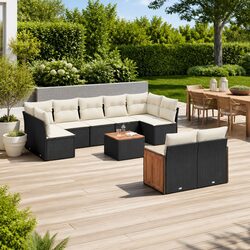 Durable Black 10-Piece Garden Sofa Set for Outdoor Spaces