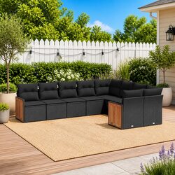 9-Piece Black Modular Lounge Set for Outdoors