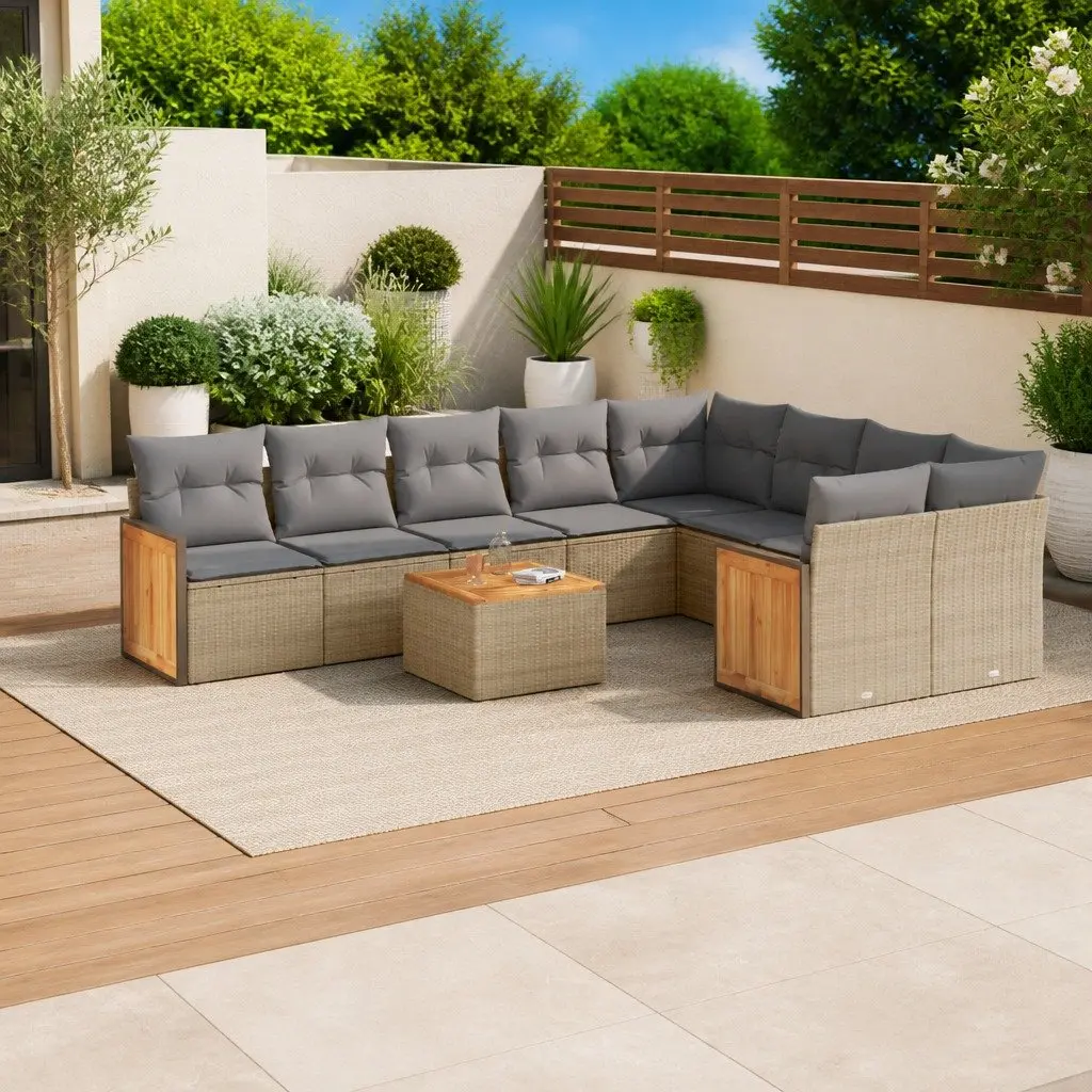 10 Piece Outdoor Garden Sofa Set with Storage Cushions