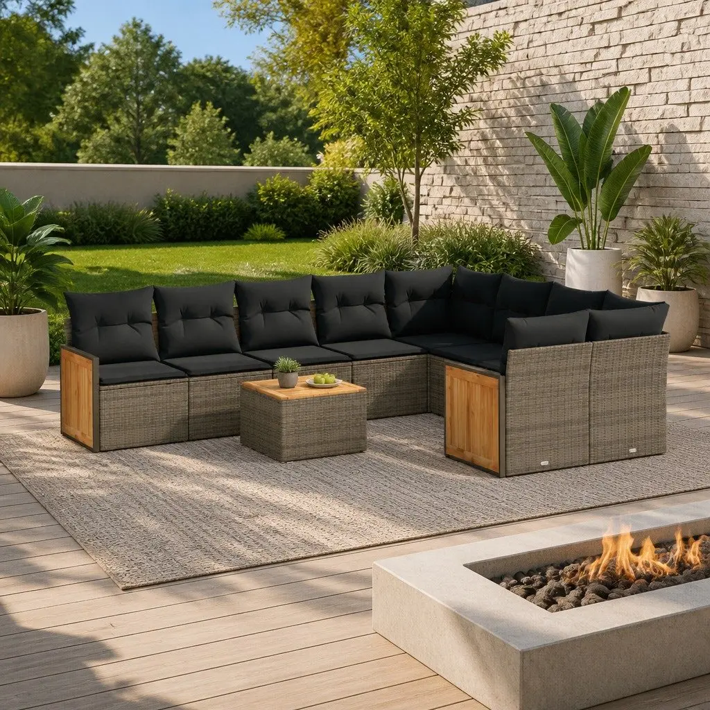 10 Piece Modular Garden Sofa Set in Grey