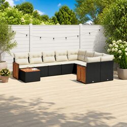 10-Piece Modular Garden Sofa Set with Acacia Wood Top