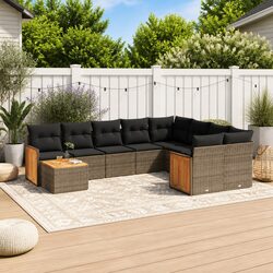 10-Piece Modular Garden Sofa Set with Cushions - Grey