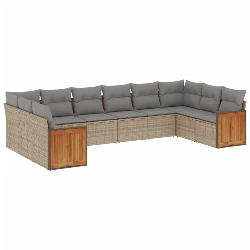 10-Piece Beige Modular Garden Sofa Set