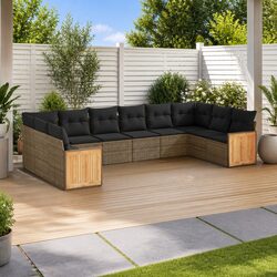 High-Quality 10 Piece Grey Rattan Garden Sofa Set