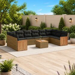 Modular Grey Rattan Garden Sofa Set 11-Piece Outdoor Lounge