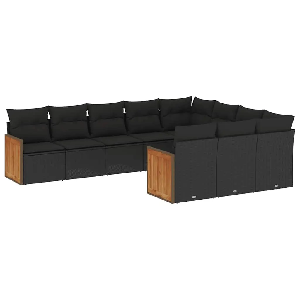 10-Piece Black Modular Garden Sofa Set