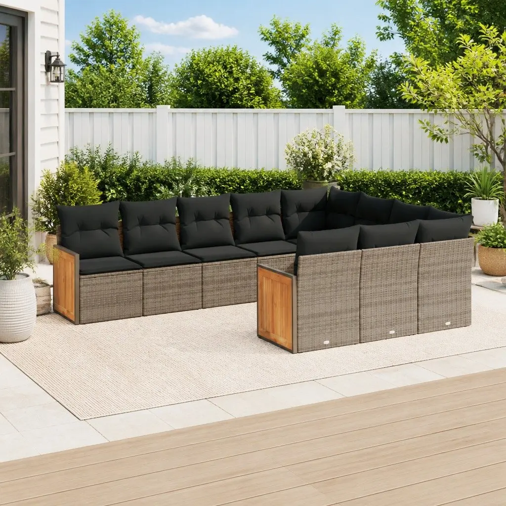 Garden Sofa Set PE Rattan 10 Piece Modular Outdoor Furniture Grey