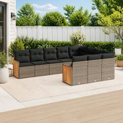 Durable Grey Poly Rattan 10 Piece Modular Garden Sofa Set