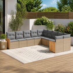10 Piece Beige Modular Garden Sofa Set for Outdoor Spaces